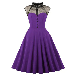 Elegant 1950s Embroidered Mesh Retro Party Dress Mimarta