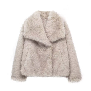 Women's Faux Fox Fur Coat: Luxe Furry Jacket for Autumn and Winter Rieworkes