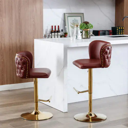 Furniture,Swivel Barstools Adjusatble Seat Height, Modern PU Upholstered Bar Stools With The Whole Back Tufted, For Home Pub And Kitchen Island Rieworkes