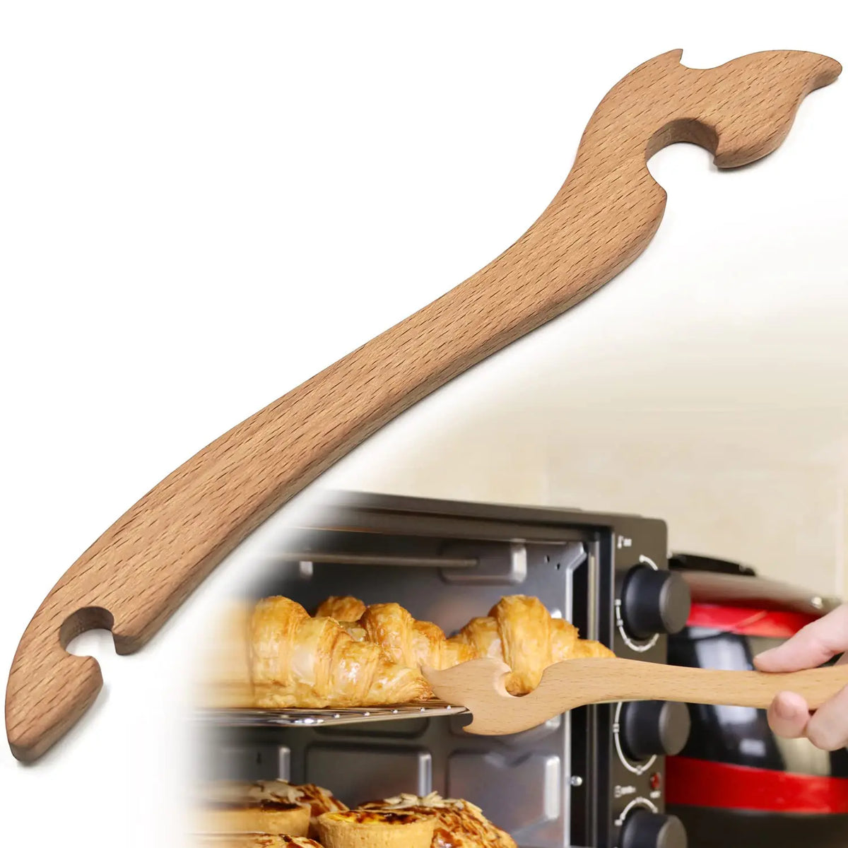 Shinelingee Oven Rack Puller Wood Oven Rack Push Pull Tool Prevent Scalding Pull out Hot Racks Safely Long Handle Toaster Oven AccessoriesSuitable For Kitchen Oven Toaster oven Air fryeretc(1) Mimarta