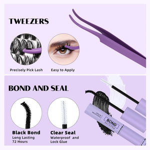 Lash Extension Kit for Beginners 280pcs Eyelash Extension Kit 30D 9-16 Mixed Lash Clusters Kit D Curl Lash Kit with Lash Bond and Seal Individual Lashes Kit DIY (KIT,30D-D-9-16MIX) Lash Cluster Kit-30D-D 9-16MIX Rieworkes