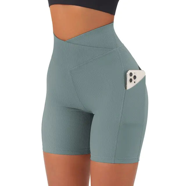 Sports Shorts Women High Waist Workout Seamless Fitness Yoga Shorts Rieworkes