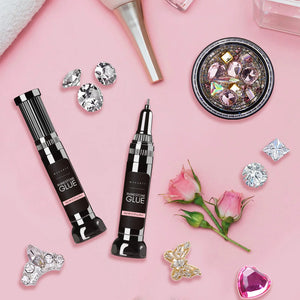 Makartt Nail Rhinestone Glue Gel, Upgrade Gel Nail Glue with Brush Pen Tip Super Strong Adhesive Precise for Nail Charms Crystals Rhinestones Beads Flower 3D Decorations 8ml*2 B-For Tiny Nail Rhinestones Rieworkes