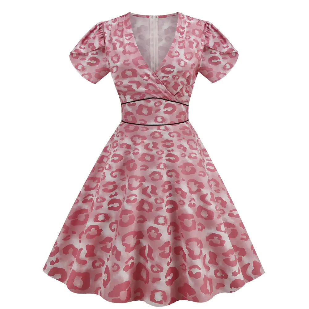 Plus Size Elegant French Vintage Orange Polka Dot Dress Mimarta