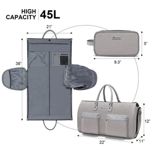 Convertible Garment Bag with Toiletry Bag, Modoker Carry on Garment Duffel Bag for Men Women - 2 in 1 Hanging Suitcase Suit Travel Bags, Light Grey Rieworkes