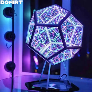 3D Cube Light Creative Cool Infinite Dodecahedron Nightlight Colorful Art Light USB Nightlight Girls Birthday Christmas Gift Rieworkes