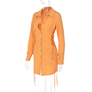 Out Of Office Cutout Shirt Mini Dress Rieworkes
