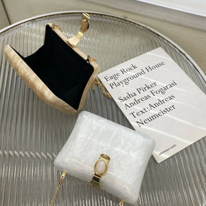 Luxury Pearl White Acrylic Evening Bag for Women Mimarta
