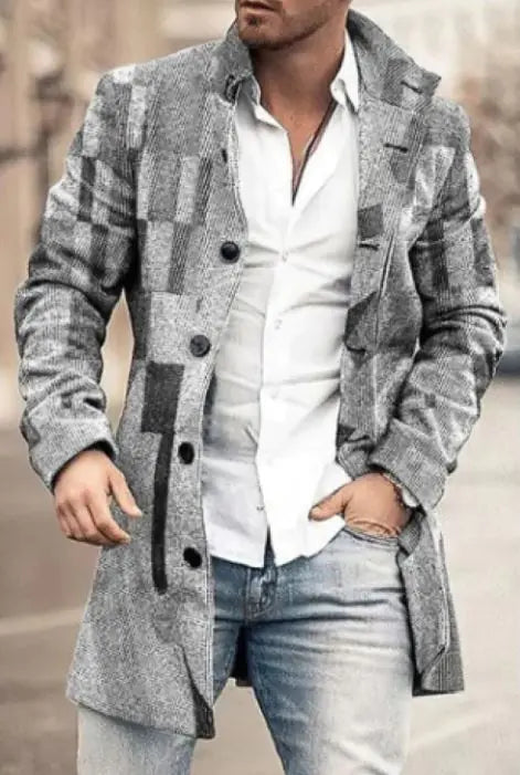 Men's Fashion Casual Tweed Stand-up Collar Coat Rieworkes
