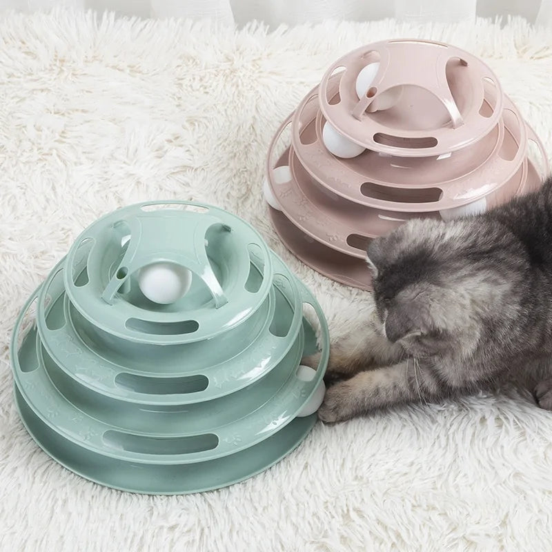 Turntable Balls 4 Layers Play Track Plate Cats Toys Rieworkes