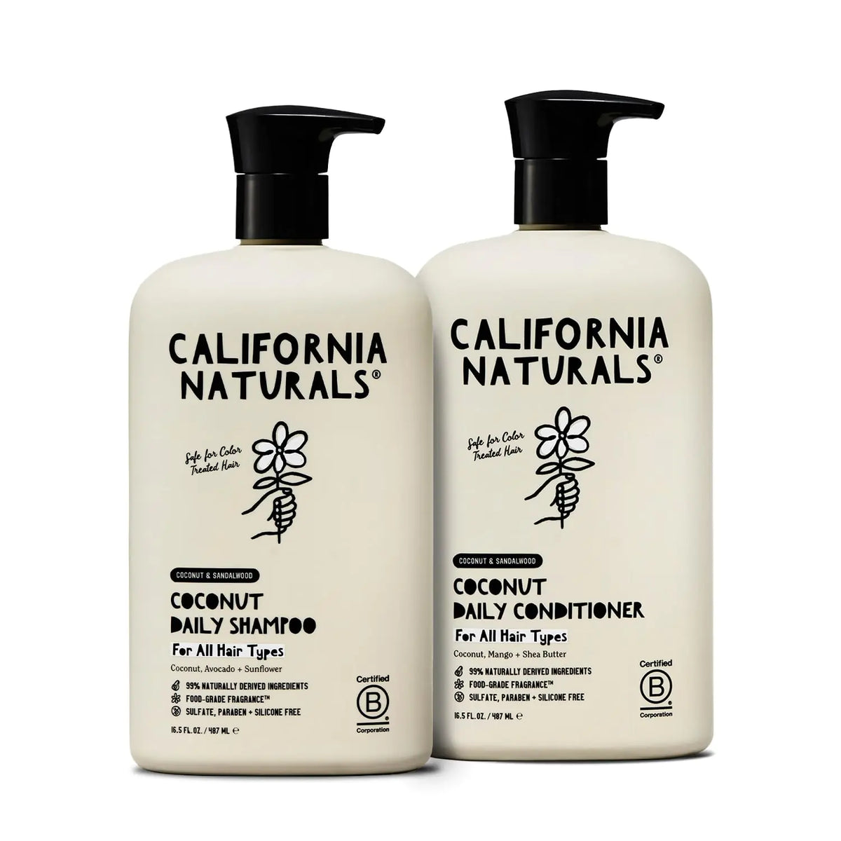 California Naturals Shampoo and Conditioner Scalp & Hair Care Bundle for Women and Men Natural Vegan Cruelty Silicone Paraben and Sulfate Free Shampoo + Conditioner All Hair Types 16.5 fl oz Mimarta