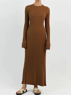 Ribbed Knit Maxi Dress: Elegant Autumn Style Rieworkes
