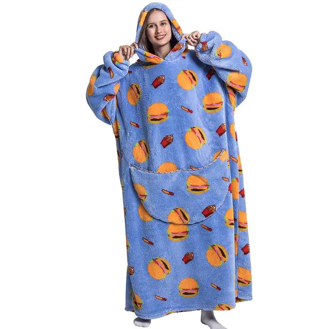 Oversized Long Blanket Hoodie Autumn Winter Fleece Rieworkes