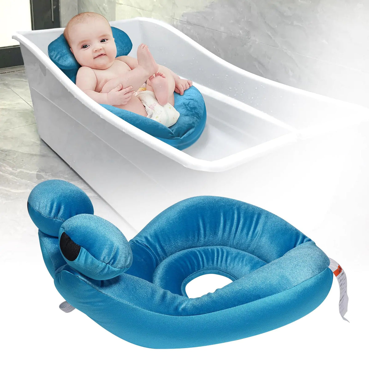 Doytn Soft Sink Bather for Baby Cute Shape Baby Bath Cushion New Born Bath Mat (Blue) Mimarta