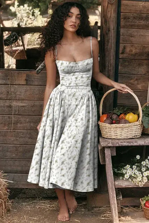 Elegant Spaghetti Strap Midi Rieworkes