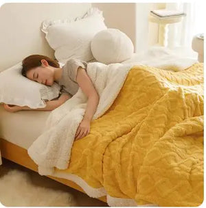 Warm Wool Coral Fleece Throw Blanket Rieworkes