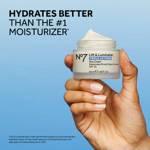 No7 Lift & Luminate Triple Action Day Cream - Anti-Aging Face Moisturizer SPF 30, Hyaluronic Acid & Vitamin C - Firms Skin for Radiant Glow - Suitable for Sensitive Skin (2 pack, 1.69 Fl Oz each) Regular, Pack of 2 Rieworkes
