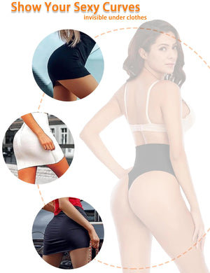Werena Tummy Control Thong Shapewear for Women Seamless Shaping Thong Panties Body Shaper Underwear 01# Black 2 Pic Set 3X-Large Rieworkes