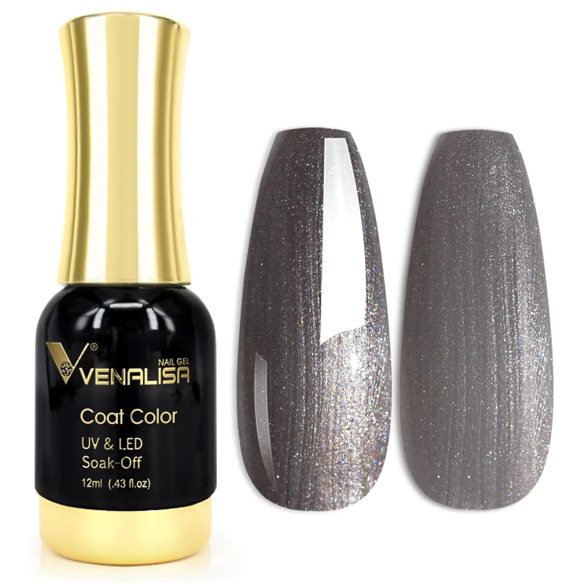 VENALISA Metal Grey Gel Nail Polish, 1Pcs Grey Color Gel Polish Nail Polish Gel High Gloss Soak Off Gel Nail French Nail Manicure Salon DIY Rieworkes