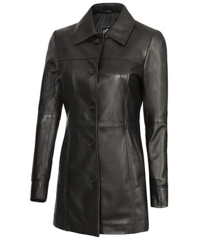 Decrum Womens Real Leather Black Blazer Jacket | [1316184] Kandis Black L Rieworkes