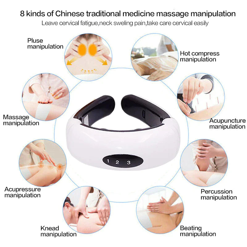 Electric Cervical Pulse Neck Massager Muscle Relax Massage Magnetic Therapy US Rieworkes