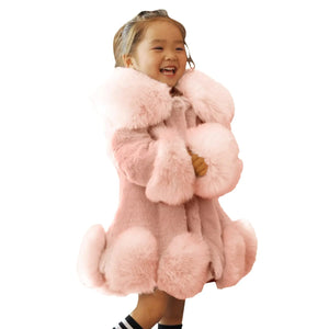 Toddler Girls Winter Fleece Coat Kids Warm Faux 𝚏𝚞r Jacket Long Sleeve Cardigan Coat (Pink 3-4 Years) Mimarta