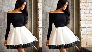 Women's Clothing Set - Black and White Dress Mimarta