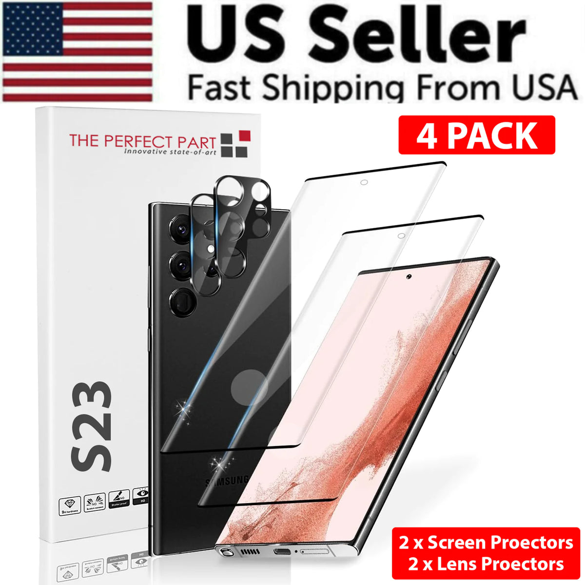 Tempered Glass Screen Protector Lens Hydrogel For Samsung S23 S22 Ultra Plus USA Rieworkes