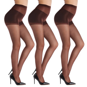 YAGAXI 20D Sheer Tights for Women - 3 Pairs Womens Control Top Pantyhose(XL Coffee) Mimarta