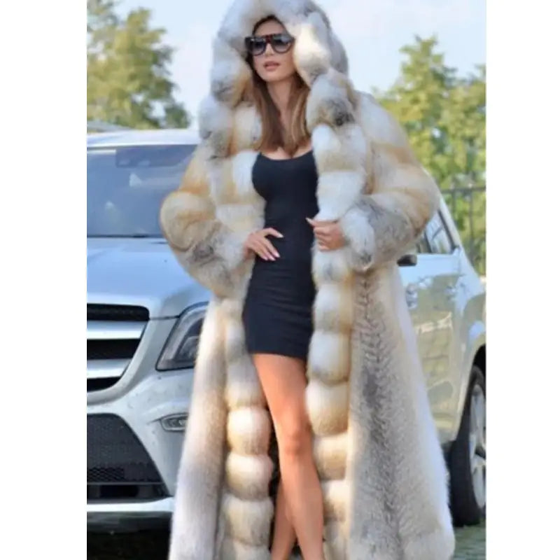 Mid-Length Coat With Hooded Faux Fur Rieworkes