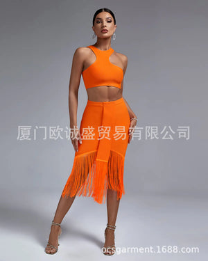 Fashionable Women's Irregular Sleeveless Top & Skirt Set Mimarta