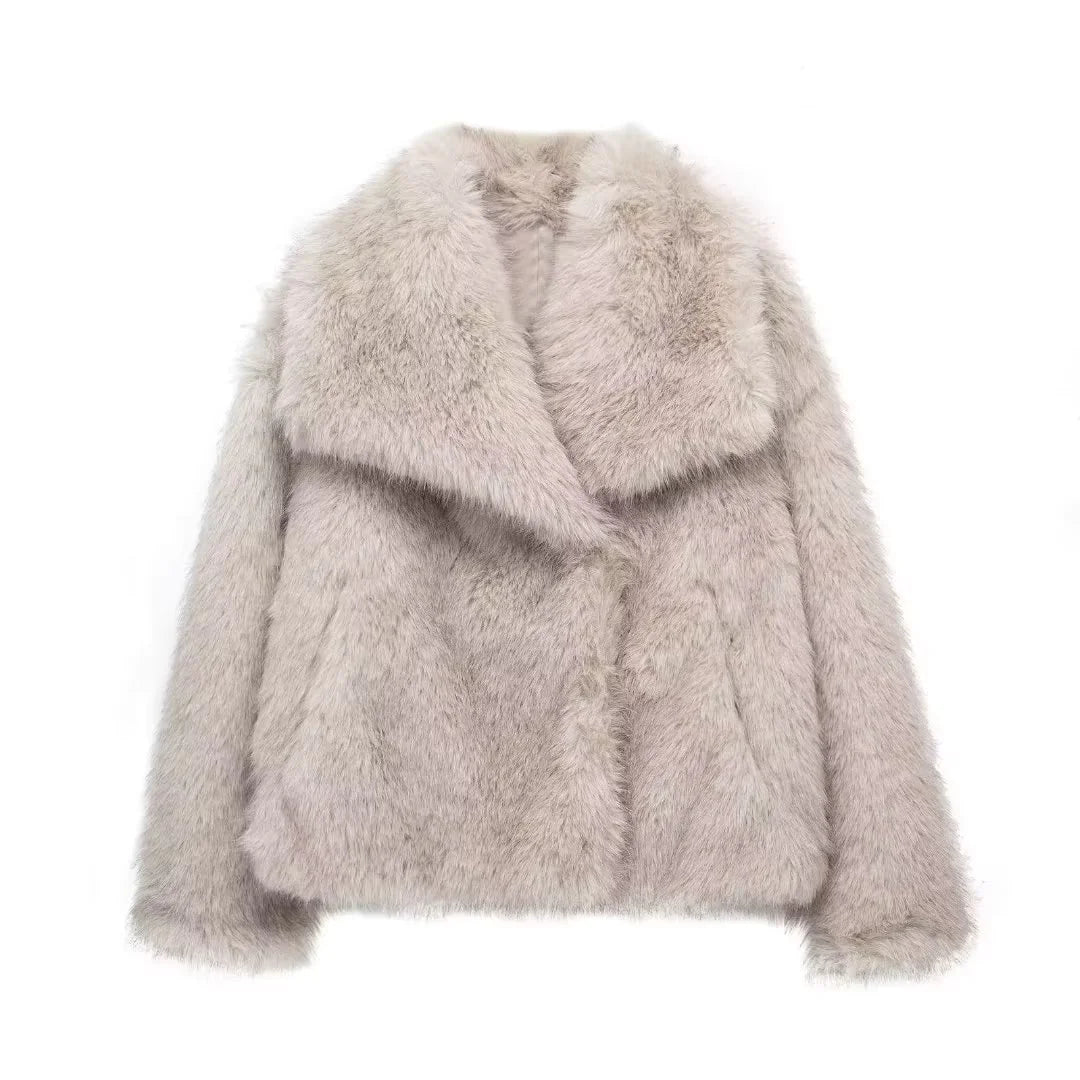 Women's Faux Fox Fur Coat: Luxe Furry Jacket for Autumn and Winter Rieworkes