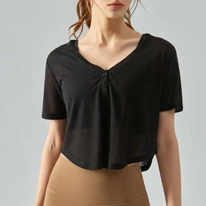 V-Neck Long Sleeve Yoga Top Sports Shirt Rieworkes