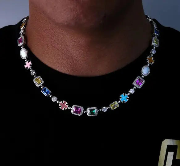 Gold-Plated Hip-Hop Gemstone Necklace Mimarta