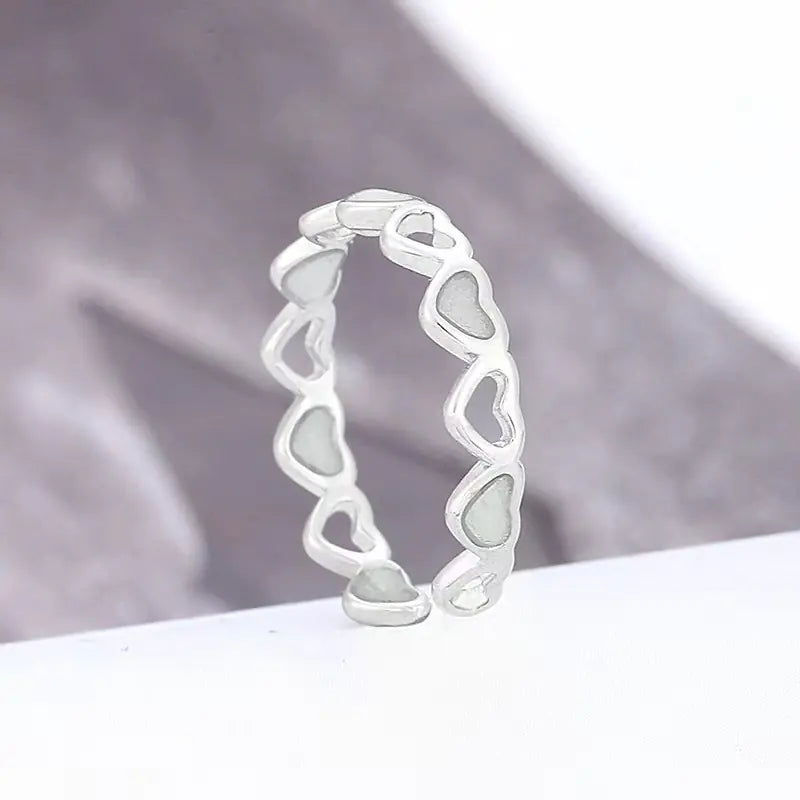 Personalized Glow-in-the-Dark Heart Adjustable Ring Mimarta