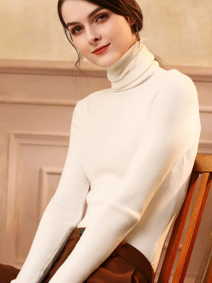 Women's Fitted Cashmere Turtleneck Sweater (Fall/Winter) Mimarta