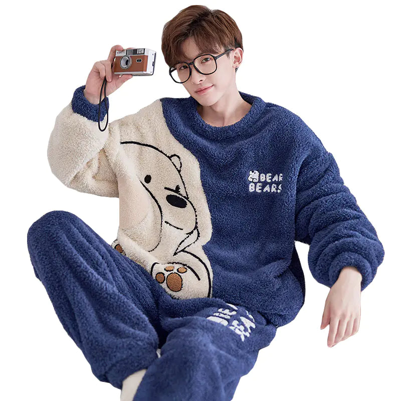 Men's Thickened Plush Winter Home Suit for Autumn/Winter Mimarta