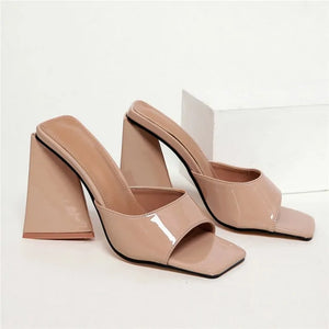 Slides Mules Summer Silk Thick Block Heels Rieworkes