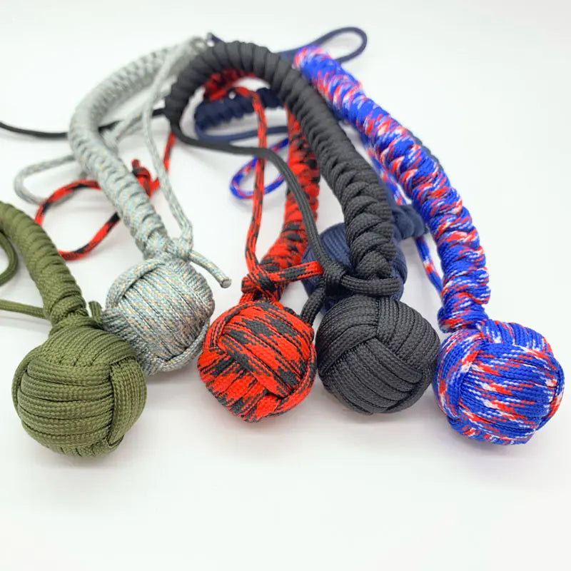 Outdoor EDC Self Defense Keychain with Monkey Fist Rope Mimarta