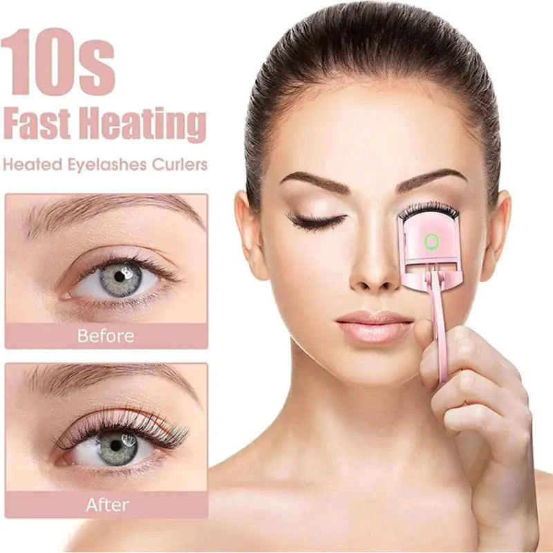 New!!Product Mini Portable Heating Pink Heater Eyelash Curler Kit Electric Heated Eyelash Curler With Charger Usb Mimarta