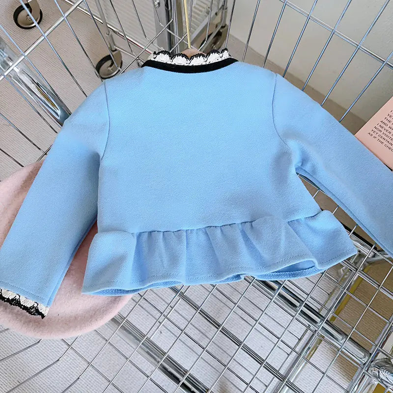 Cute Girls' Winter Fleece Sweater Set with Ruffles Mimarta