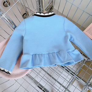 Cute Girls' Winter Fleece Sweater Set with Ruffles Mimarta