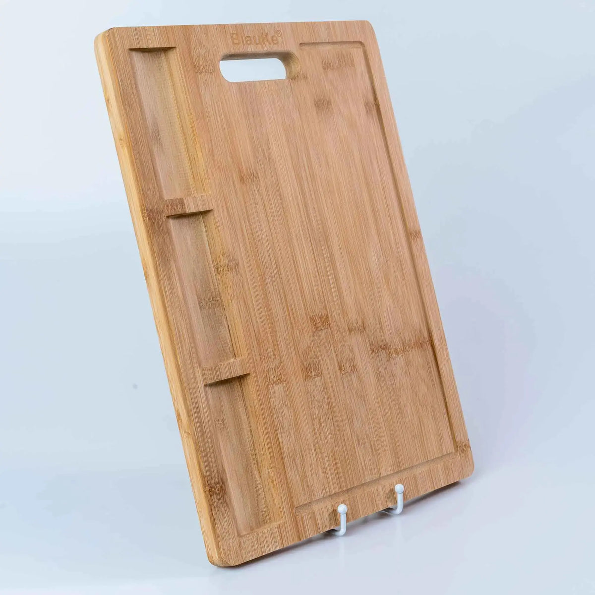 Extra Large Bamboo Cutting Board - 17x12.5 inch Wood Cutting Board for Meat, Cheese, Veggies - Wood Serving Tray with Juice Groove and 3 Compartments Rieworkes