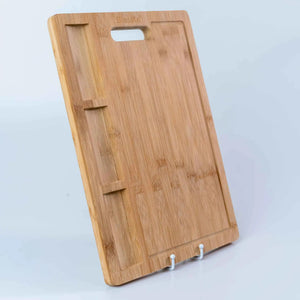Extra Large Bamboo Cutting Board - 17x12.5 inch Wood Cutting Board for Meat, Cheese, Veggies - Wood Serving Tray with Juice Groove and 3 Compartments Rieworkes