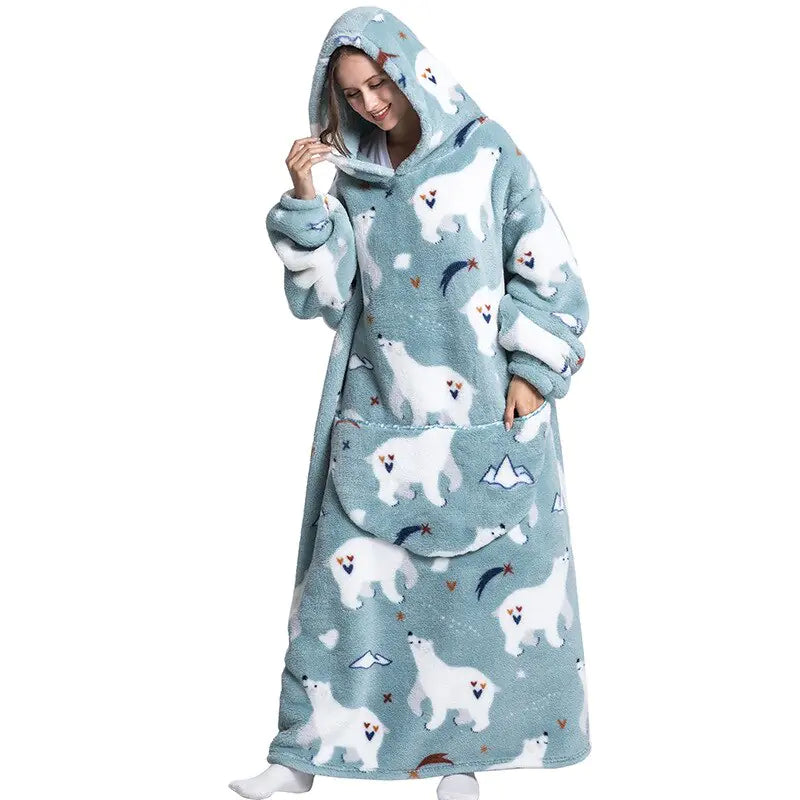 Oversized Long Blanket Hoodie Autumn Winter Fleece Rieworkes