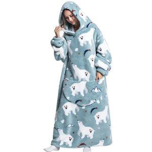 Oversized Long Blanket Hoodie Autumn Winter Fleece Rieworkes