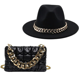 Fedora Hats Women Luxury Accessories Gold Chain Rieworkes