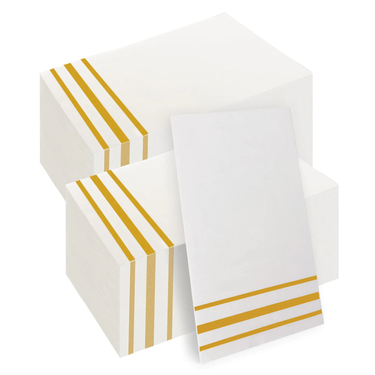 Napkins Disposable Paper Napkins 200 Pack Paper Hand Towels Absorbent Dinner Napkins White and Gold Napkins Guest Towels Tissue Party Napkins for Bathroom Dinner Wedding Kitchen Party Event Decorative Mimarta