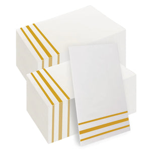 Napkins Disposable Paper Napkins 200 Pack Paper Hand Towels Absorbent Dinner Napkins White and Gold Napkins Guest Towels Tissue Party Napkins for Bathroom Dinner Wedding Kitchen Party Event Decorative Mimarta