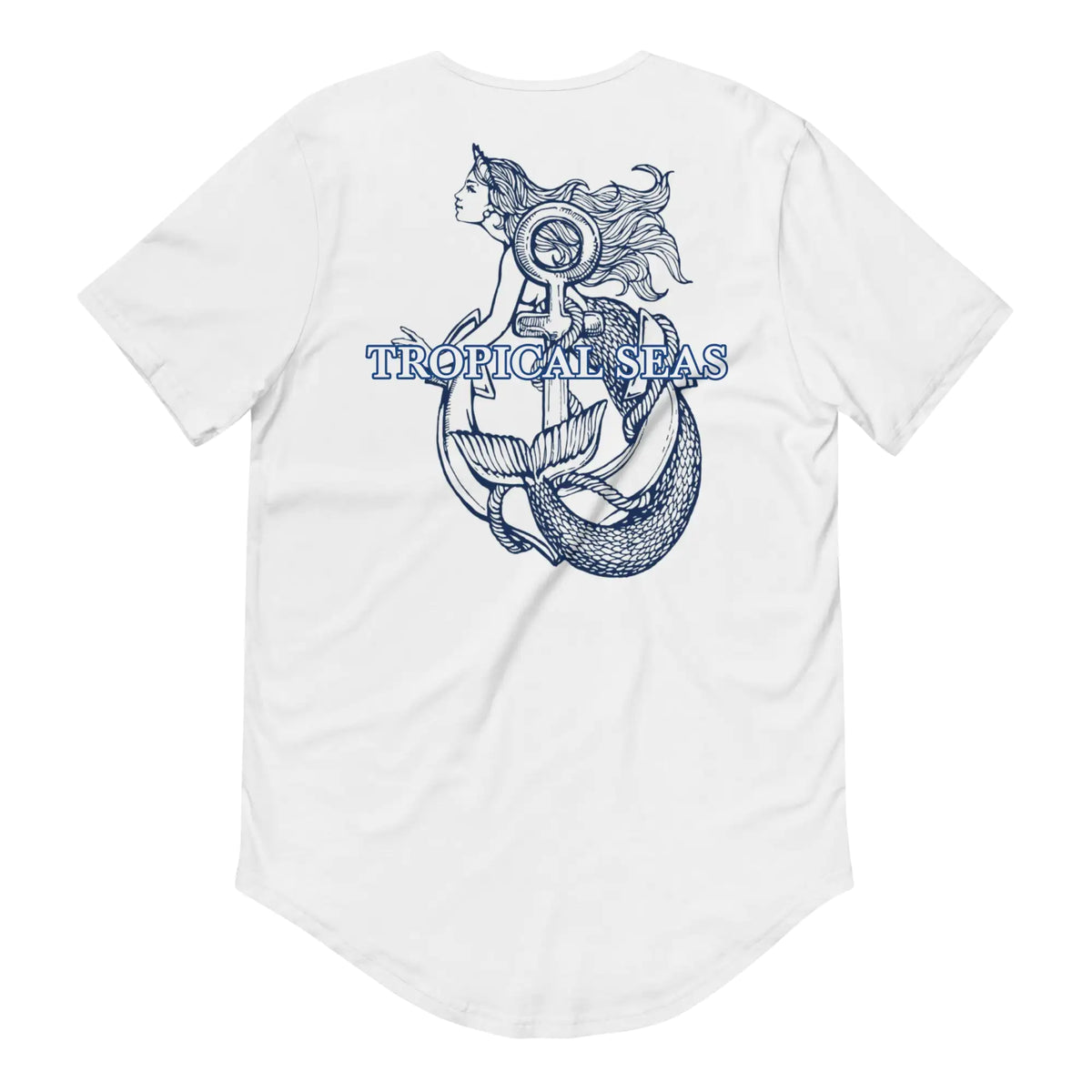 Men's Curved Hem Ancient Mermaid Anchor T-Shirt Rieworkes